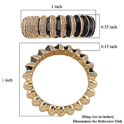 Simulated Diamond Enameled Eternity Ring in Goldtone (Size 10.0)