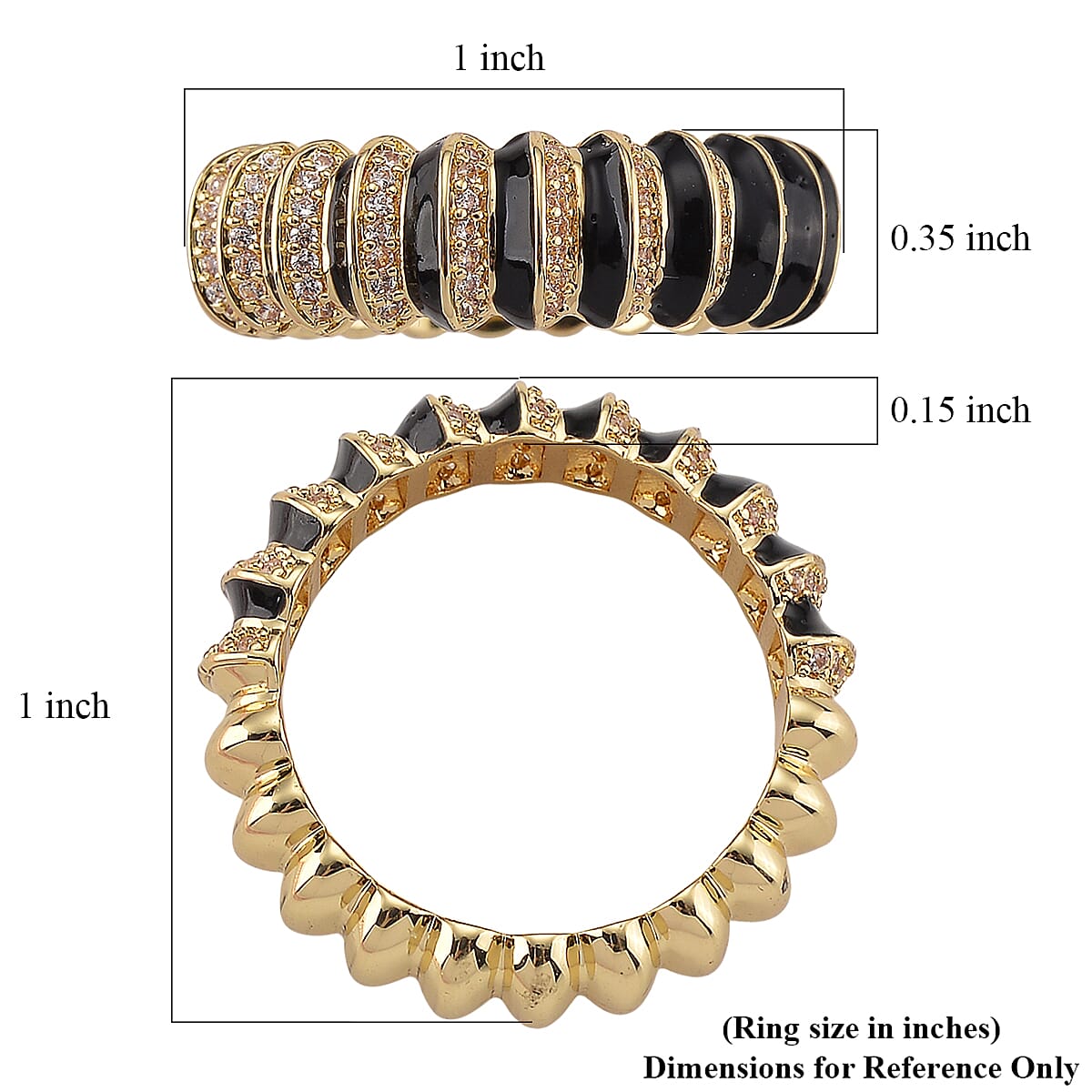 Simulated Diamond Enameled Eternity Ring in Goldtone (Size 6.0) image number 4