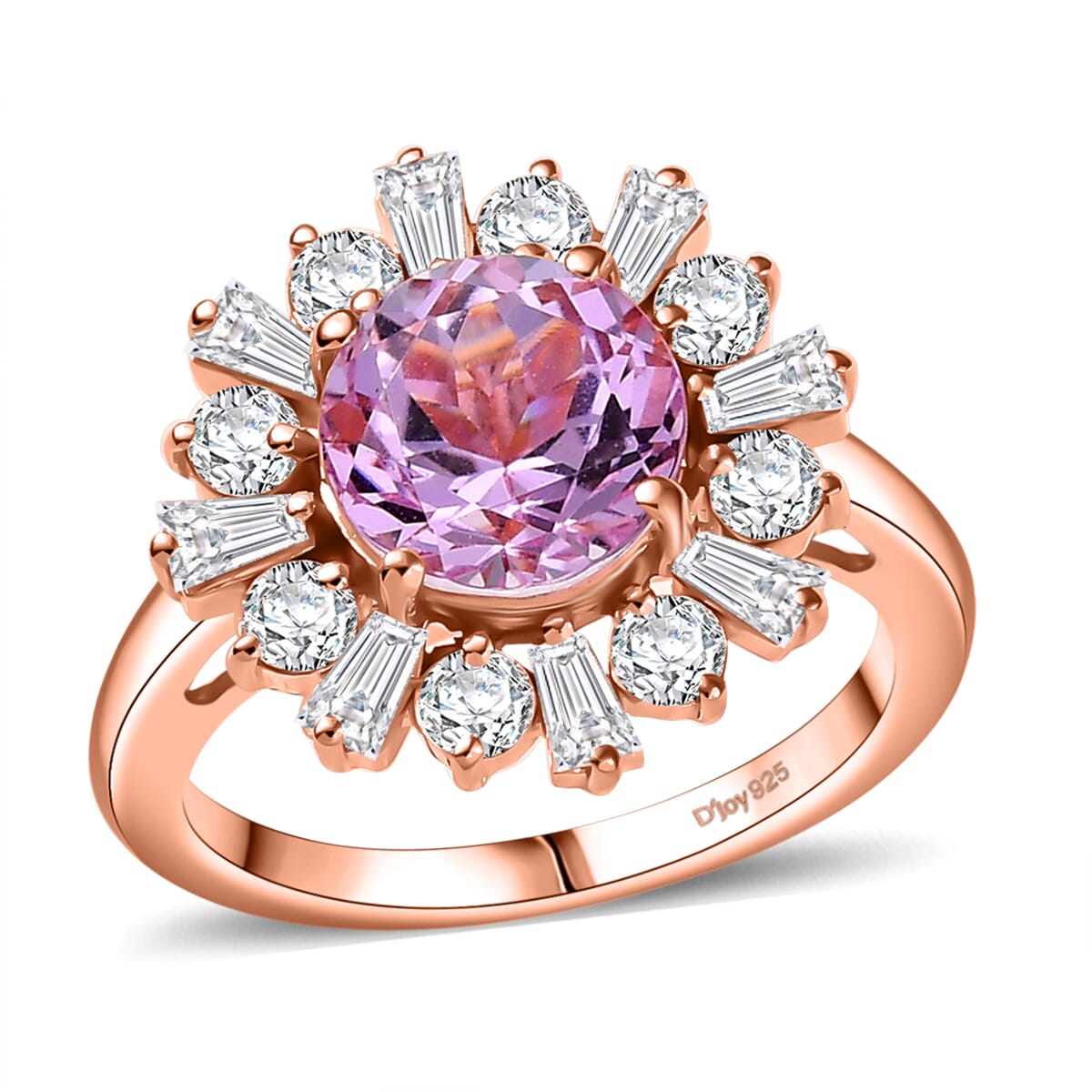 D'Joy Premium Martha Rocha Kunzite and Moissanite 3.90 ctw Rose Bloom Ring in 18K Vermeil Rose Gold Over Sterling Silver (Size 10.0) image number 0