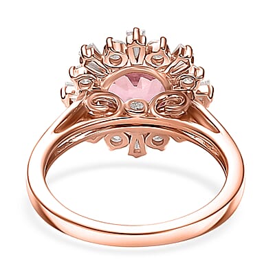 D'Joy Premium Martha Rocha Kunzite and Moissanite 3.90 ctw Rose Bloom Ring in 18K Vermeil Rose Gold Over Sterling Silver (Size 10.0)
