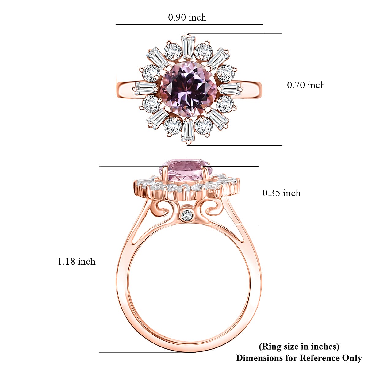D'Joy Premium Martha Rocha Kunzite and Moissanite 3.90 ctw Rose Bloom Ring in 18K Vermeil Rose Gold Over Sterling Silver (Size 10.0)