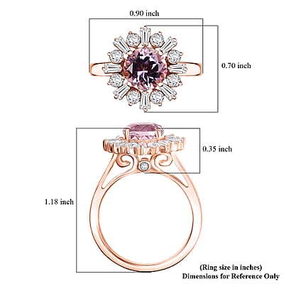 D'Joy Premium Martha Rocha Kunzite and Moissanite 3.90 ctw Rose Bloom Ring in 18K Vermeil Rose Gold Over Sterling Silver (Size 10.0)