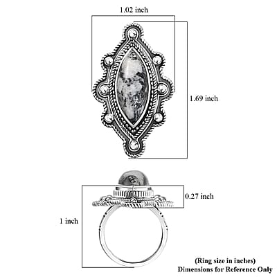 D'Joy Artisan Crafted White Buffalo 8.25 ctw Spirit Shield Ring in Sterling Silver (Size 10.0) 