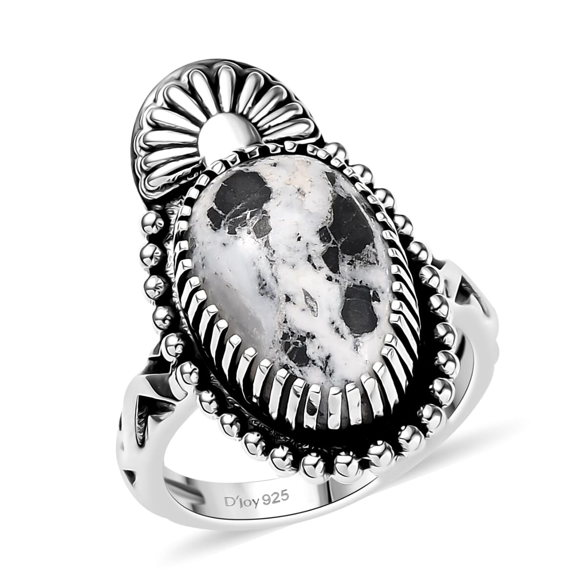D'Joy Artisan Crafted White Buffalo 6.70 ctw Ring in Sterling Silver (Size 10.0)  image number 0