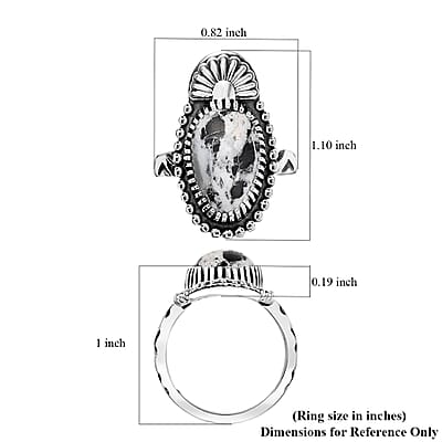 D'Joy Artisan Crafted White Buffalo 6.70 ctw Ring in Sterling Silver (Size 10.0) 