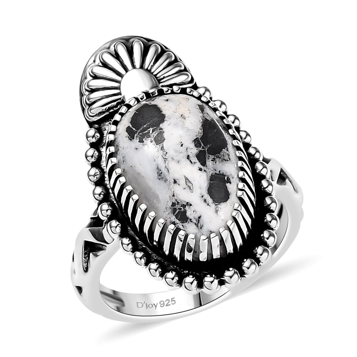 D'Joy Artisan Crafted White Buffalo 6.70 ctw Ring in Sterling Silver (Size 7.0)  image number 0