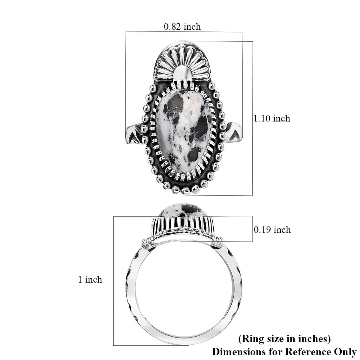 D'Joy Artisan Crafted White Buffalo 6.70 ctw Ring in Sterling Silver (Size 7.0)  image number 5
