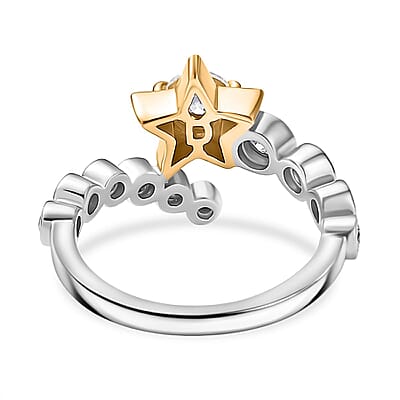 D'Joy Moissanite 0.90 ctw Ring in Platinum Over and 14K Yellow Gold Over Sterling Silver (Size 10.0)