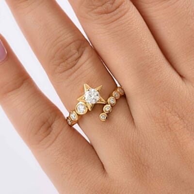 D'Joy Moissanite 0.79 ctw Ring in 14K YG Plated Sterling Silver (Size 9)
