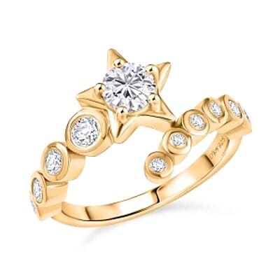 D'Joy Moissanite 0.79 ctw Ring in 14K YG Plated Sterling Silver (Size 9)