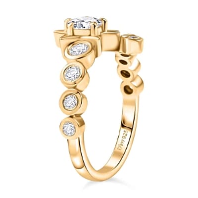 D'Joy Moissanite 0.79 ctw Ring in 14K YG Plated Sterling Silver (Size 9)