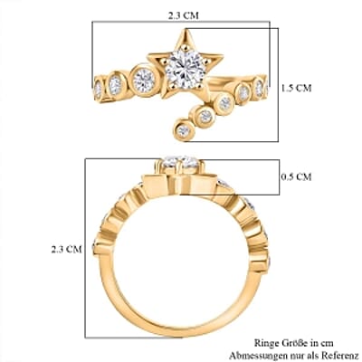 D'Joy Moissanite 0.79 ctw Ring in 14K YG Plated Sterling Silver (Size 9)