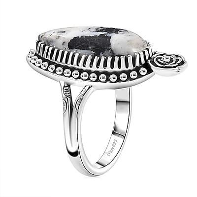D'Joy Artisan Crafted White Buffalo 6.00 ctw Ring in Sterling Silver (Size 10.0) 