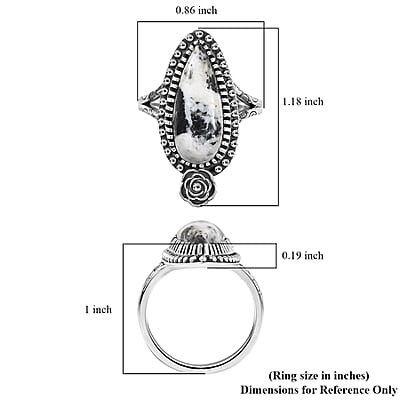 D'Joy Artisan Crafted White Buffalo 6.00 ctw Ring in Sterling Silver (Size 10.0) 