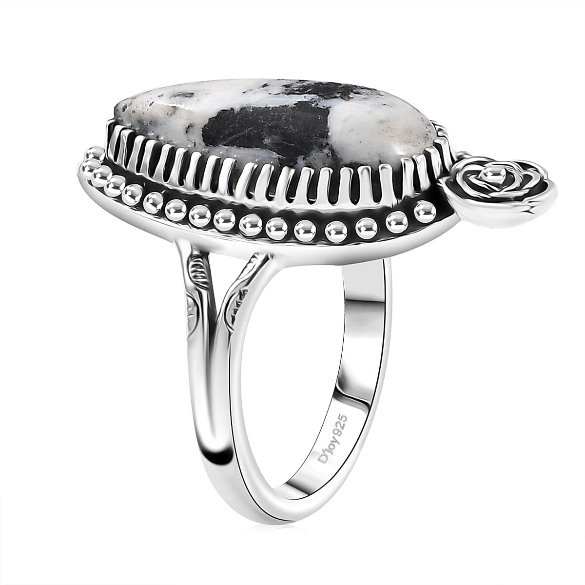 D'Joy Artisan Crafted White Buffalo 6.00 ctw Ring in Sterling Silver (Size 6.0)  image number 3
