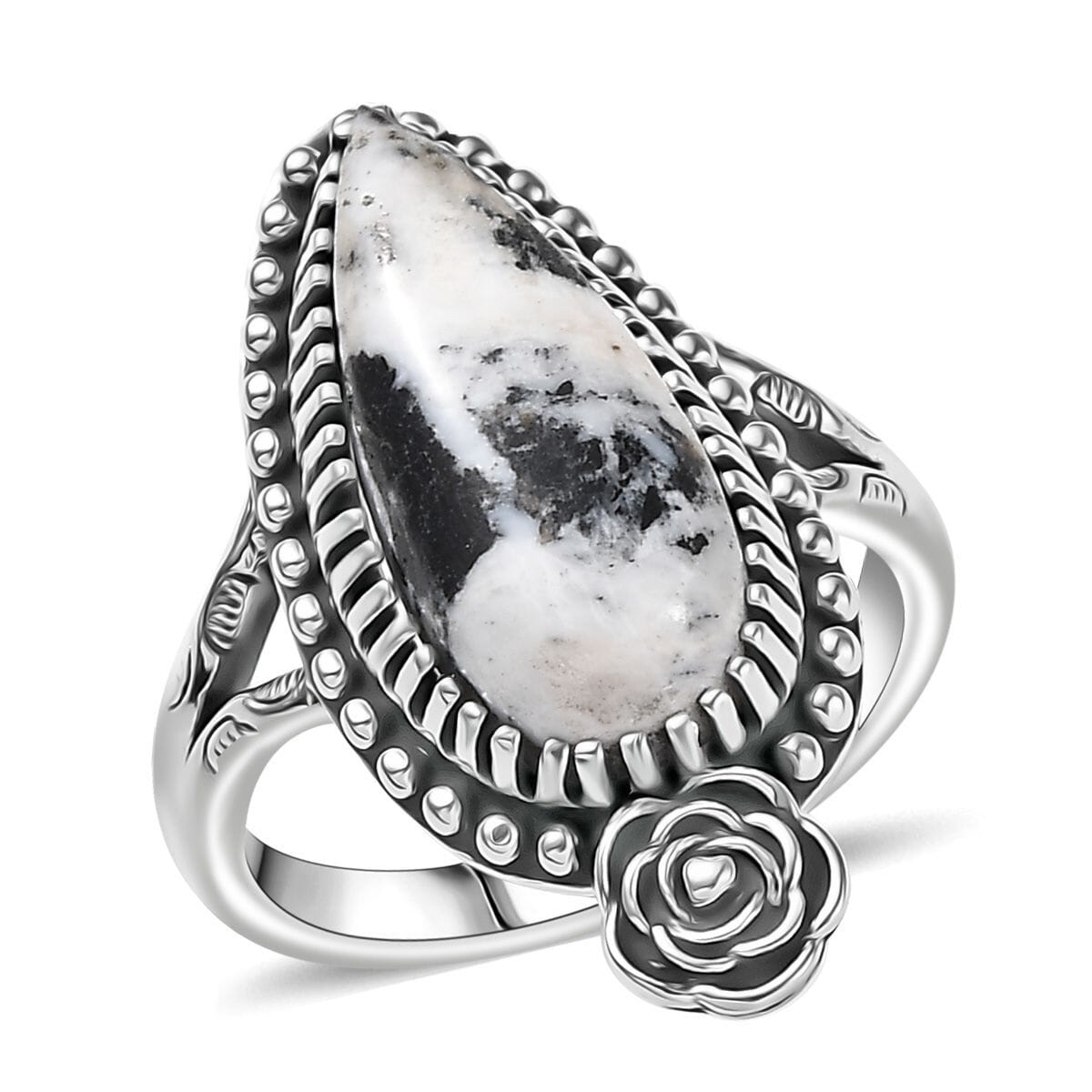 D’Joy Artisan Crafted White Buffalo 6.00 ctw Ring in Sterling Silver (Size 7.0)  image number 0