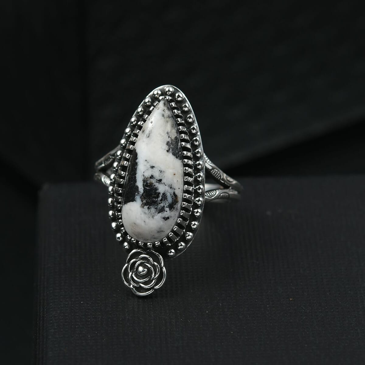 D’Joy Artisan Crafted White Buffalo 6.00 ctw Ring in Sterling Silver (Size 7.0)  image number 1