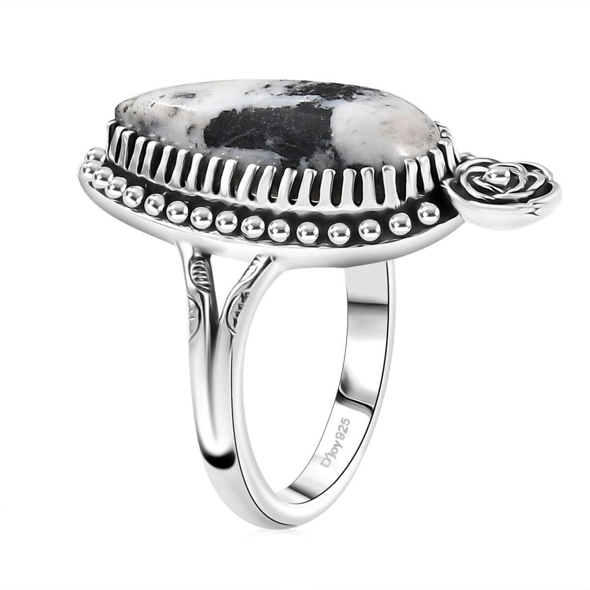 D’Joy Artisan Crafted White Buffalo 6.00 ctw Ring in Sterling Silver (Size 7.0)  image number 3
