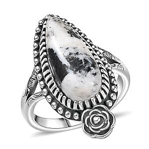 D'Joy Artisan Crafted White Buffalo 6.00 ctw Ring in Sterling Silver (Size 8.0) 