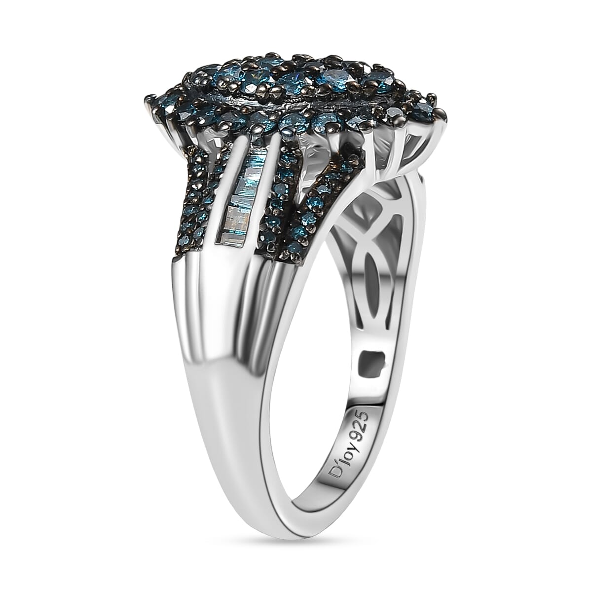 D’Joy Blue Diamond 1.00 ctw Starry Night Ring in Rhodium Over Sterling Silver (Size 6.0) image number 3