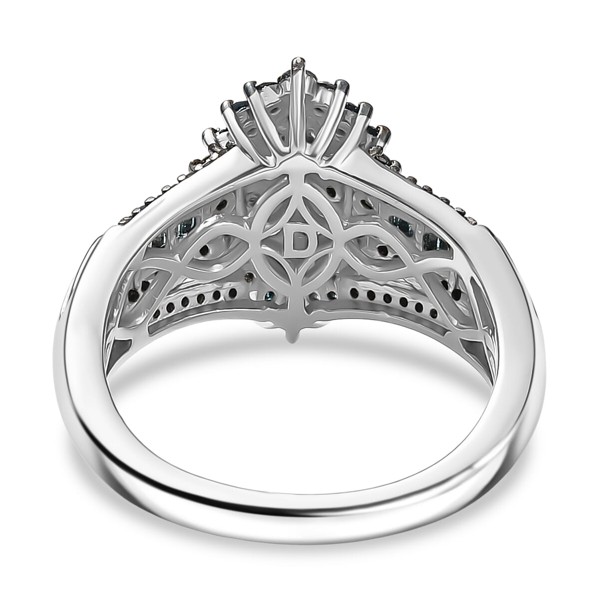 D’Joy Blue Diamond 1.00 ctw Starry Night Ring in Rhodium Over Sterling Silver (Size 9.0) image number 4