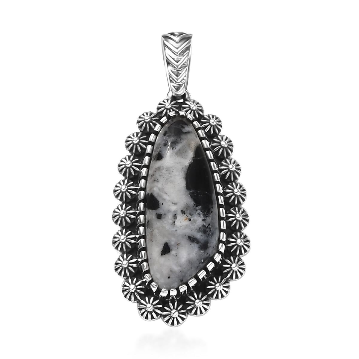 D'Joy Artisan Crafted White Buffalo 6.20 ctw Pendant without Chain in Sterling Silver image number 0