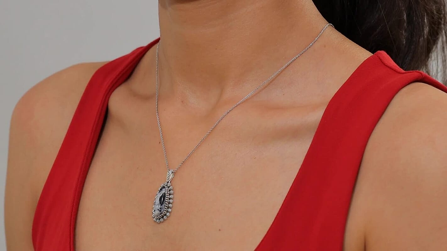 D'Joy Artisan Crafted White Buffalo 6.20 ctw Pendant without Chain in Sterling Silver