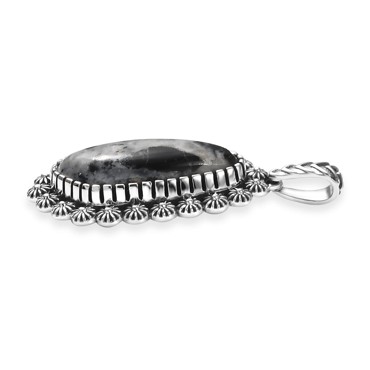 D'Joy Artisan Crafted White Buffalo 6.20 ctw Pendant without Chain in Sterling Silver image number 3