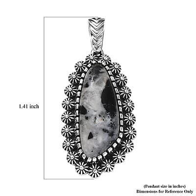 D'Joy Artisan Crafted White Buffalo 6.20 ctw Pendant without Chain in Sterling Silver