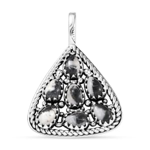 D'Joy Artisan Crafted White Buffalo 3.10 ctw Southwest Pendant without Chain in Sterling Silver