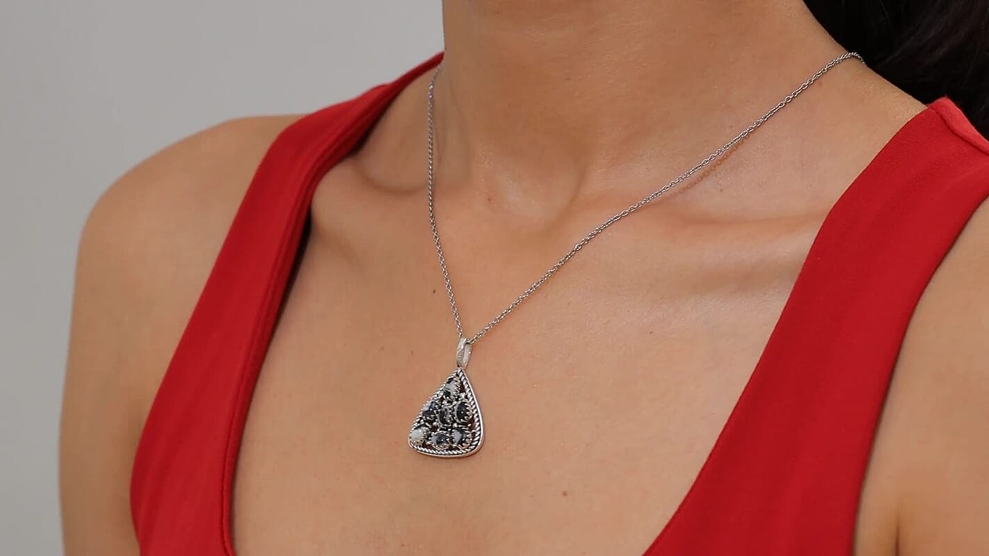 D'Joy Artisan Crafted White Buffalo 3.10 ctw Southwest Pendant without Chain in Sterling Silver