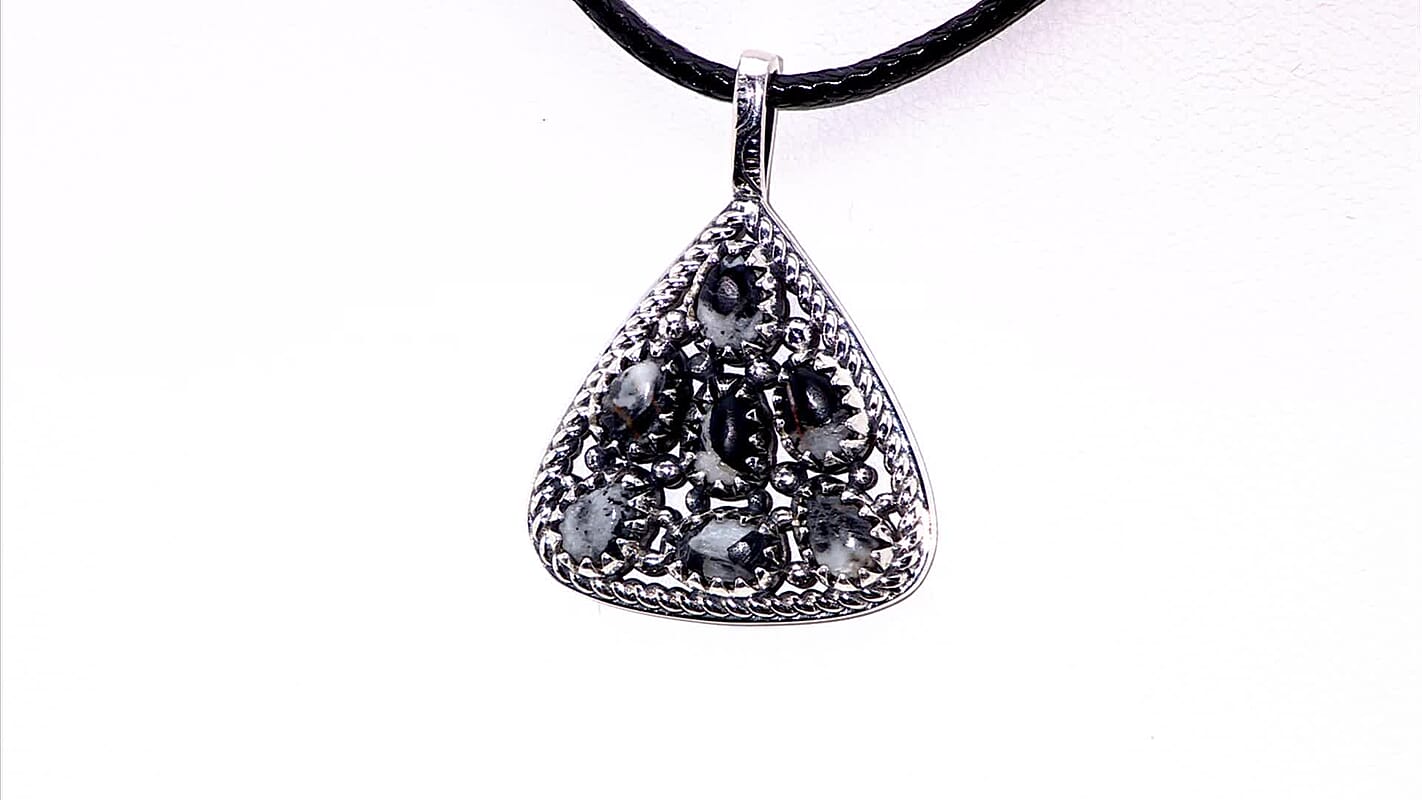 D'Joy Artisan Crafted White Buffalo 3.10 ctw Southwest Pendant without Chain in Sterling Silver