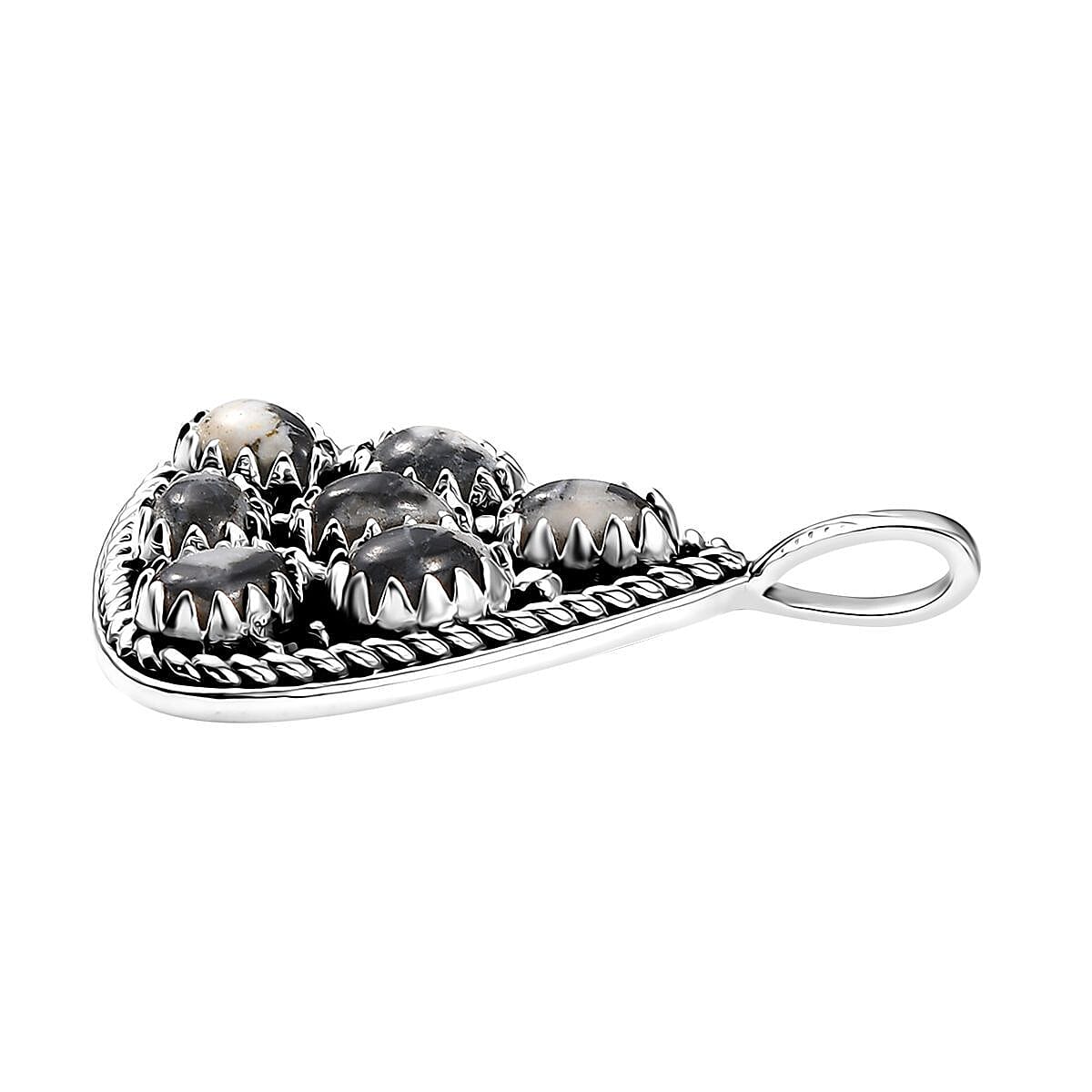 D'Joy Artisan Crafted White Buffalo 3.10 ctw Southwest Pendant without Chain in Sterling Silver image number 3