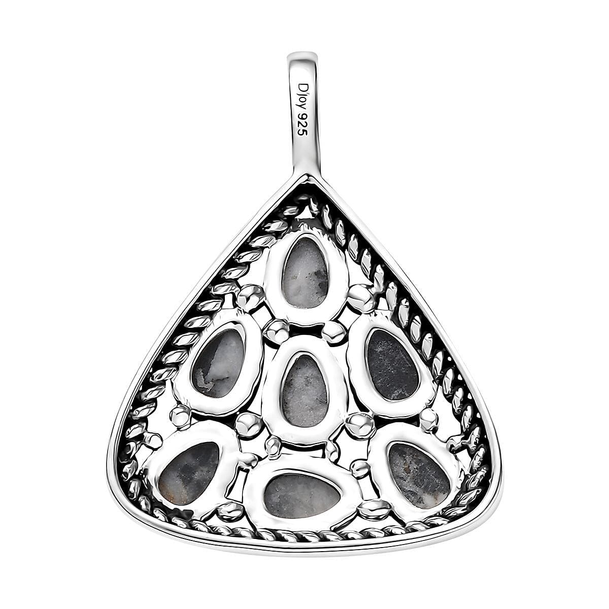 D'Joy Artisan Crafted White Buffalo 3.10 ctw Southwest Pendant without Chain in Sterling Silver image number 4