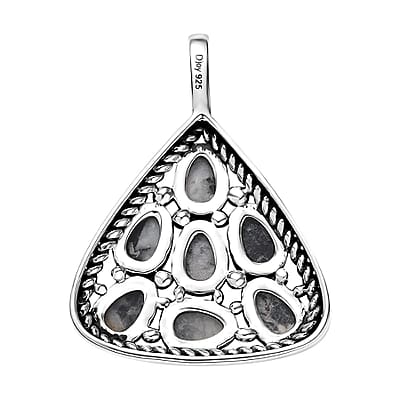 D'Joy Artisan Crafted White Buffalo 3.10 ctw Southwest Pendant without Chain in Sterling Silver