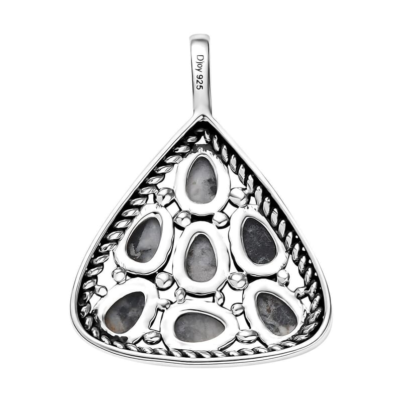 D'Joy Artisan Crafted White Buffalo 3.10 ctw Southwest Pendant without Chain in Sterling Silver