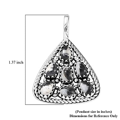 D'Joy Artisan Crafted White Buffalo 3.10 ctw Southwest Pendant without Chain in Sterling Silver