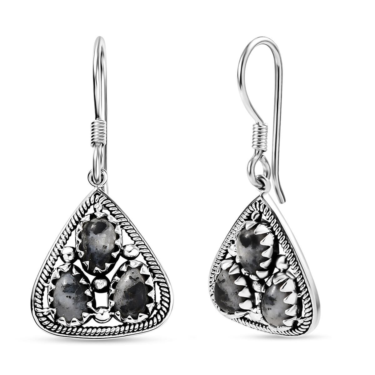 D'Joy Artisan Crafted White Buffalo 2.60 ctw Southwest Earrings in Sterling Silver image number 0