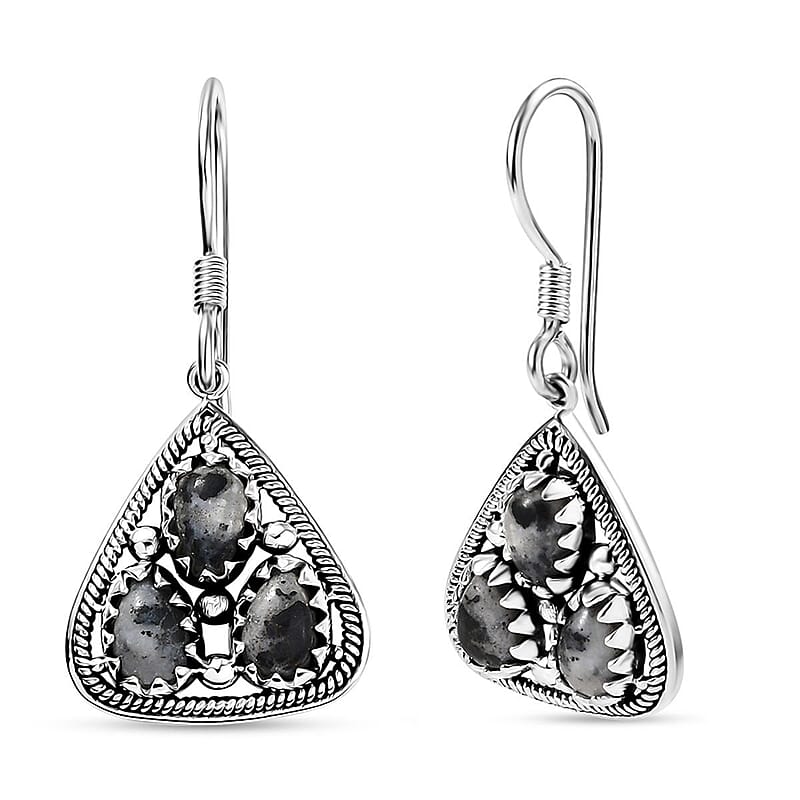 D'Joy Artisan Crafted White Buffalo 2.60 ctw Southwest Earrings in Sterling Silver
