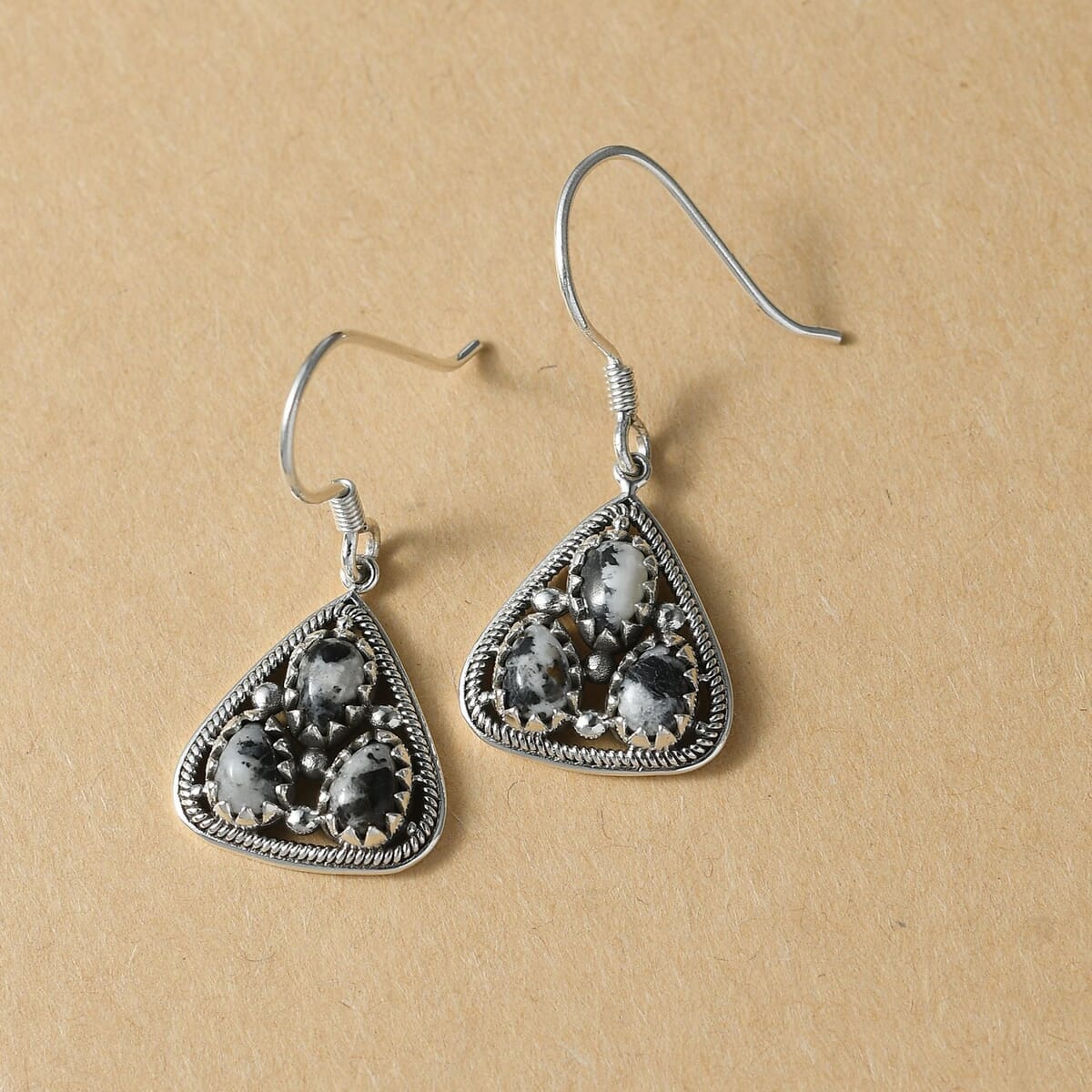 D'Joy Artisan Crafted White Buffalo 2.60 ctw Southwest Earrings in Sterling Silver image number 1