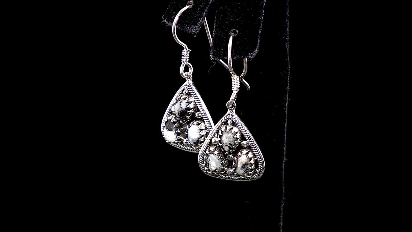 D'Joy Artisan Crafted White Buffalo 2.60 ctw Southwest Earrings in Sterling Silver