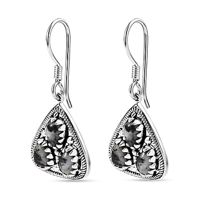 D'Joy Artisan Crafted White Buffalo 2.60 ctw Southwest Earrings in Sterling Silver
