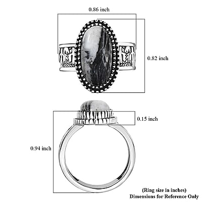 D'Joy Artisan Crafted White Buffalo 5.85 ctw Cactus Spirit Ring in Sterling Silver (Size 10.0)