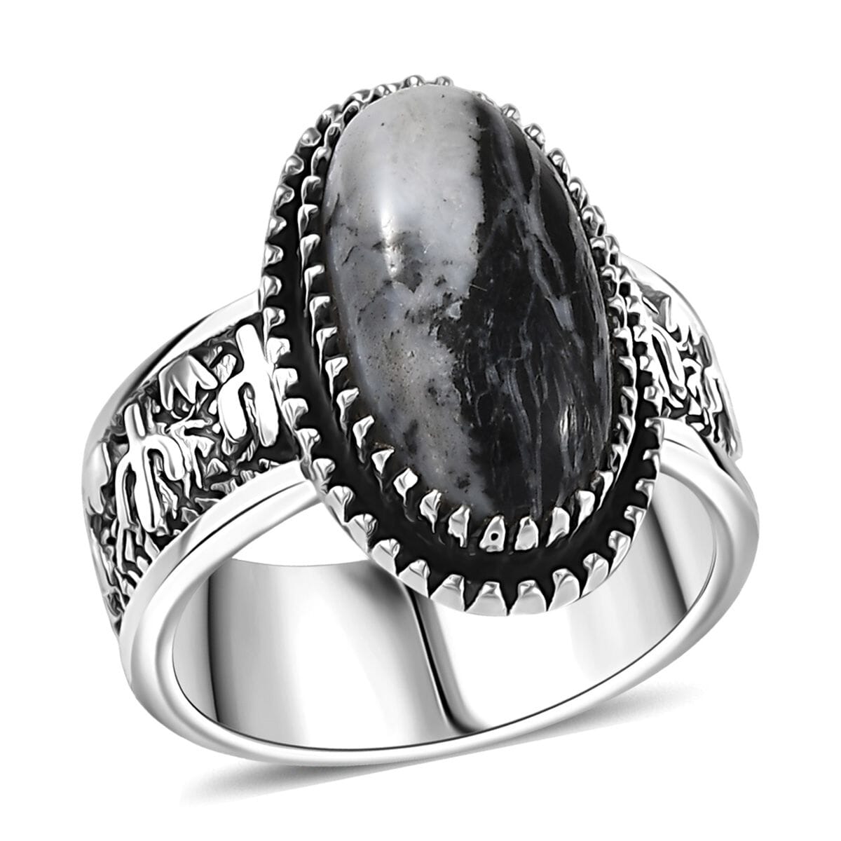 D'Joy Artisan Crafted White Buffalo 5.85 ctw Cactus Spirit Ring in Sterling Silver (Size 7.0) image number 0