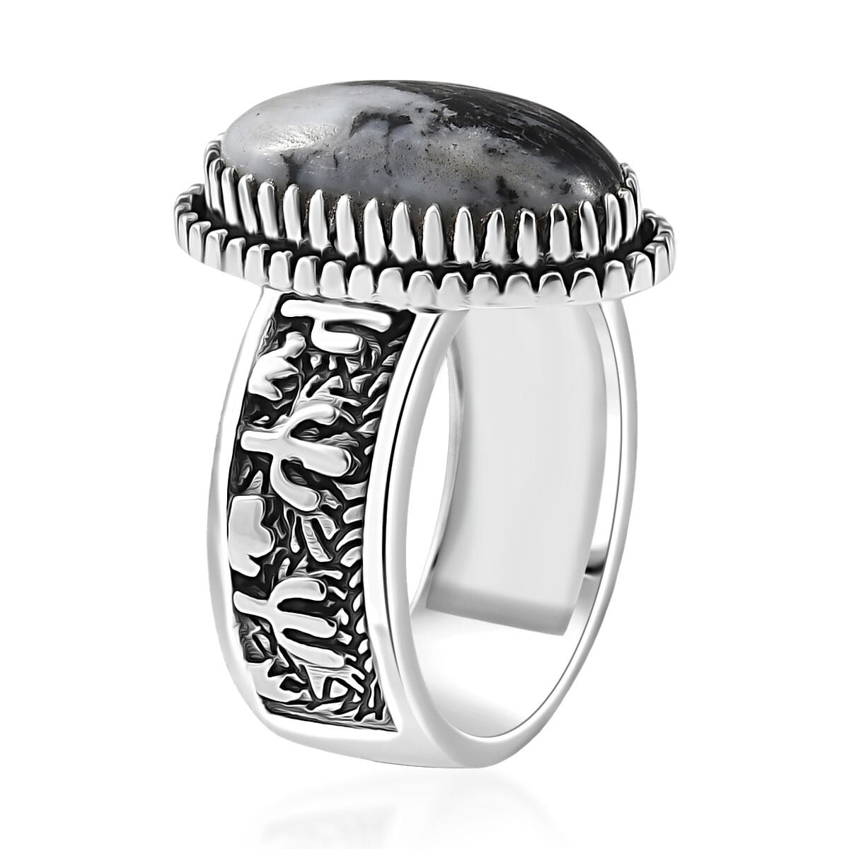 D'Joy Artisan Crafted White Buffalo 5.85 ctw Cactus Spirit Ring in Sterling Silver (Size 7.0) image number 3