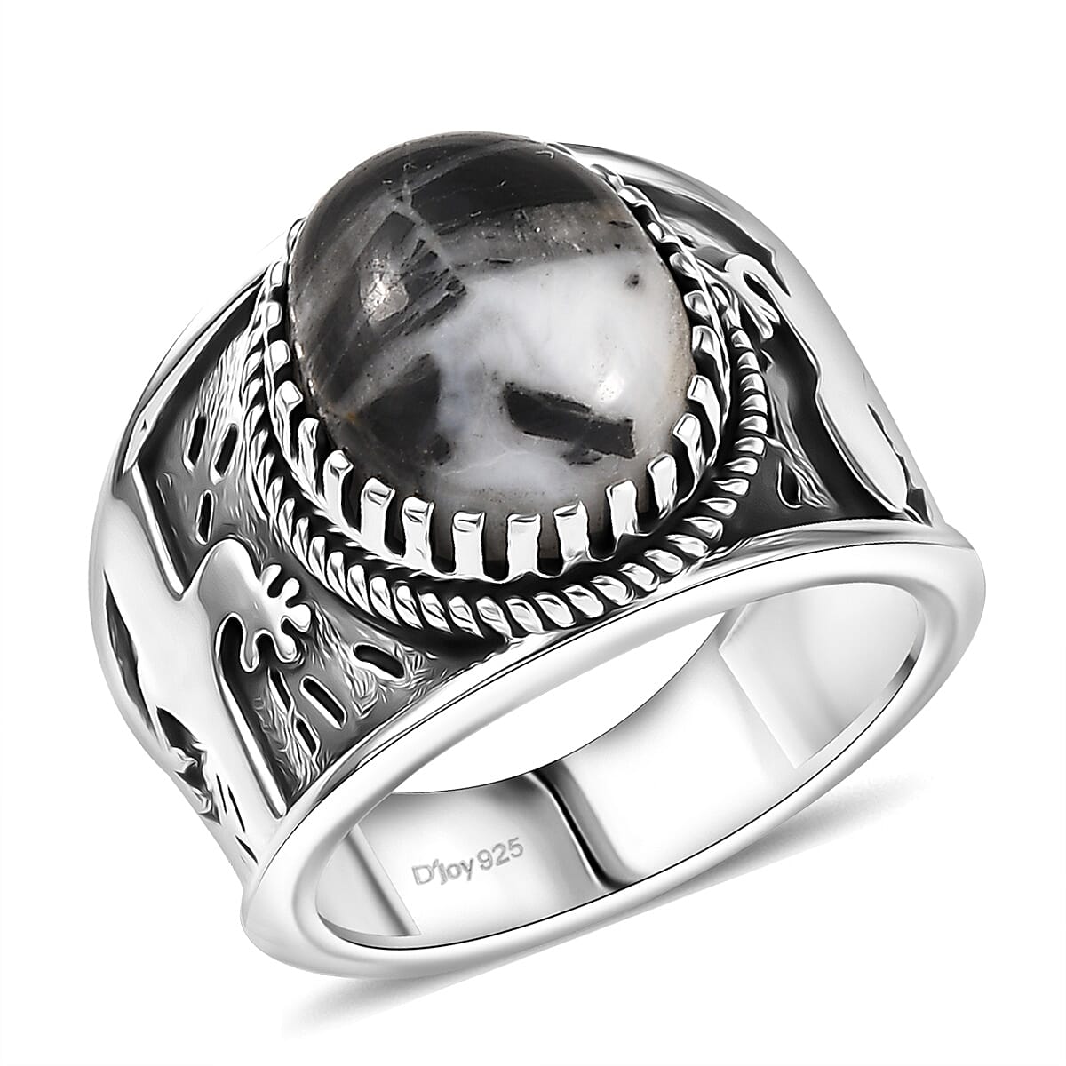 D'Joy Artisan Crafted White Buffalo 5.00 ctw Spirit of the Sands Ring in Sterling Silver (Size 10.0)