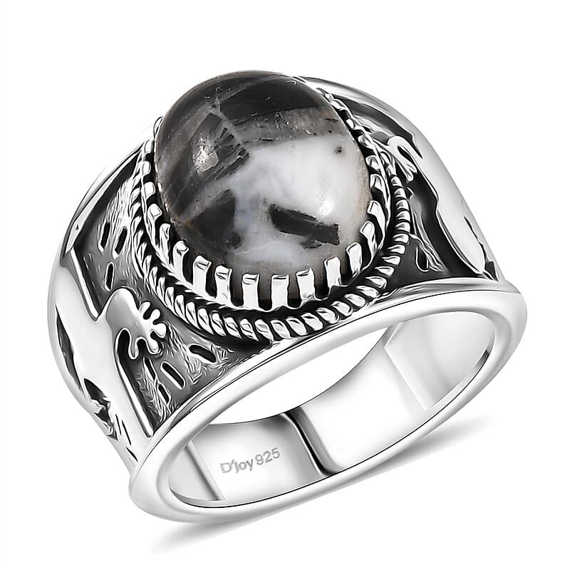 D'Joy Artisan Crafted White Buffalo 5.00 ctw Spirit of the Sands Ring in Sterling Silver (Size 10.0)