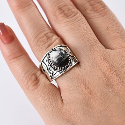 D'Joy Artisan Crafted White Buffalo 5.00 ctw Spirit of the Sands Ring in Sterling Silver (Size 10.0)