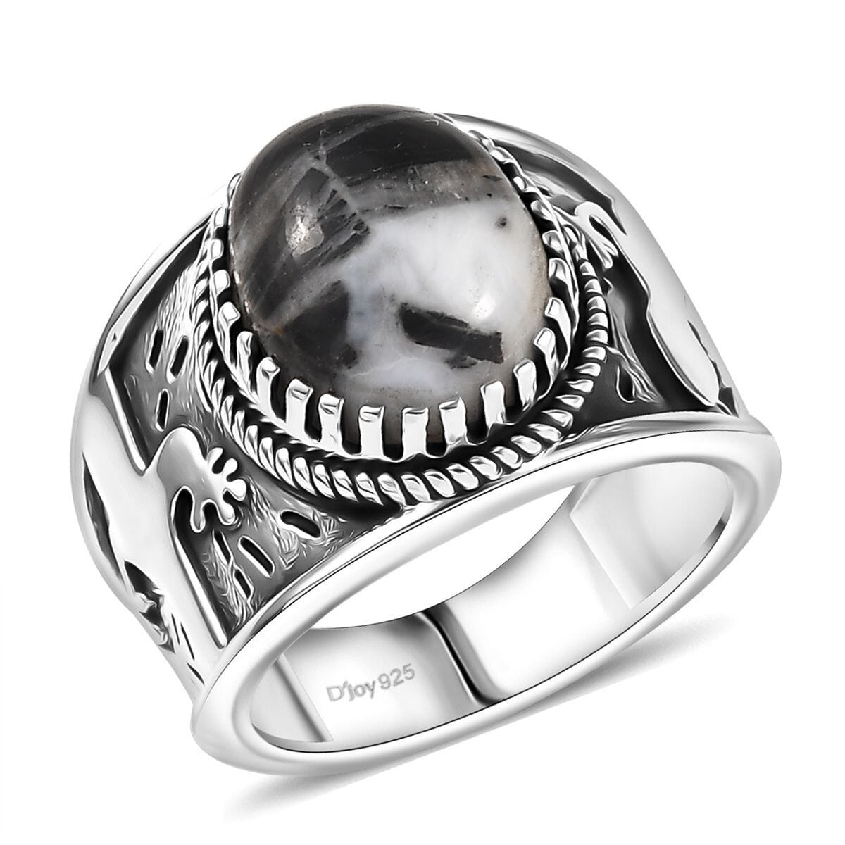 D’Joy Artisan Crafted White Buffalo 5.00 ctw Spirit of the Sands Ring in Sterling Silver (Size 7.0) image number 0