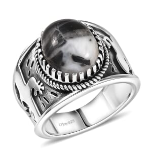 D’Joy Artisan Crafted White Buffalo 5.00 ctw Spirit of the Sands Ring in Sterling Silver (Size 7.0)